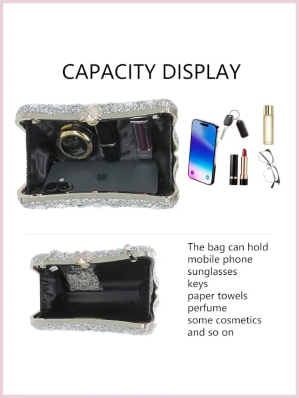 Evening Clutch Purses for Women Sparkly Crystal Handbags